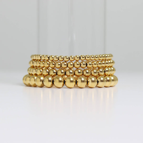 Waterproof Gold Beaded Stretch Bracelet: 5mm