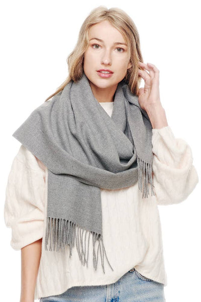 Soft Cashmere Solid Color Fringes Scarf: Camel