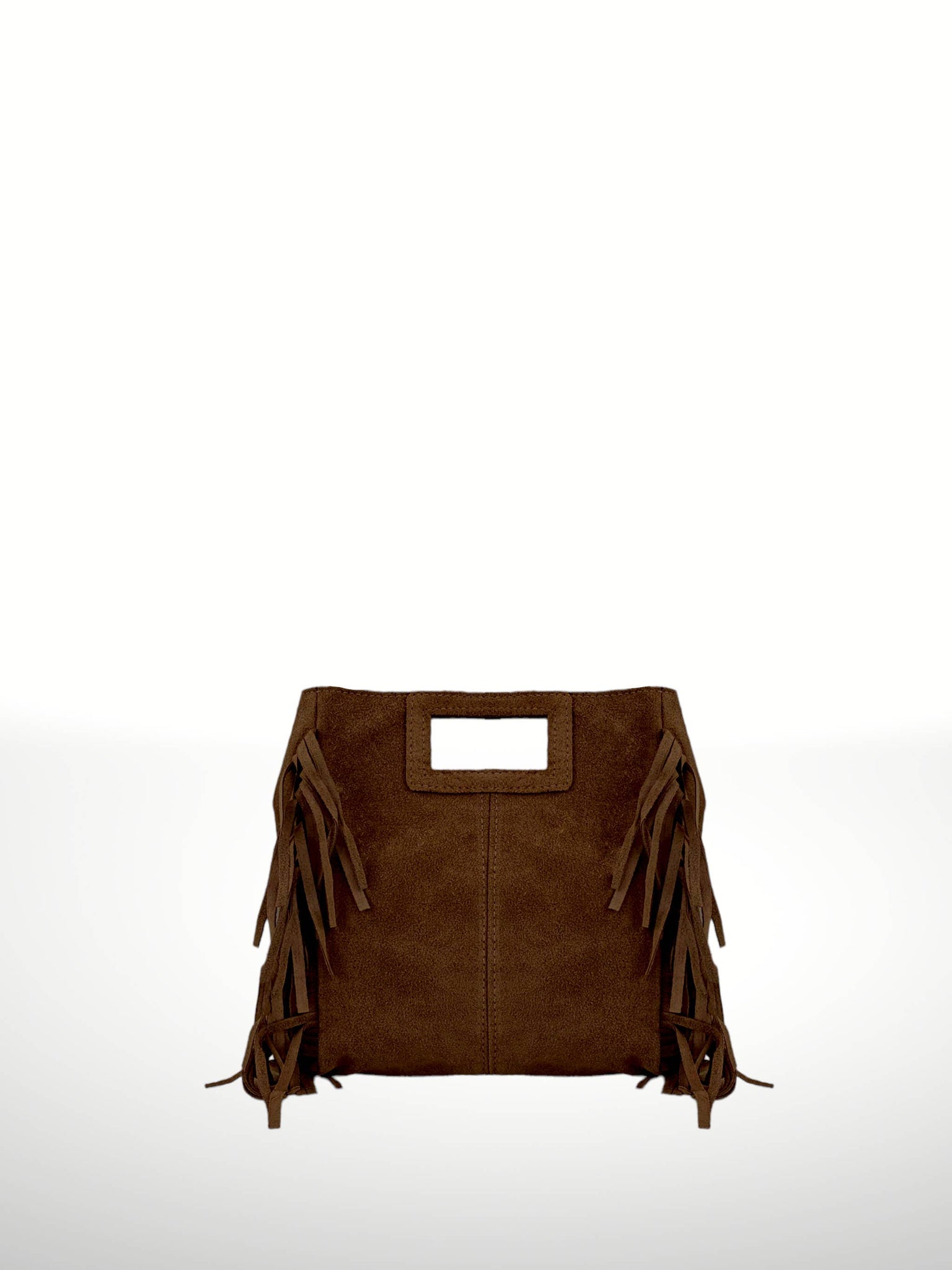 Suede Leather Tassel Handbag: Brown