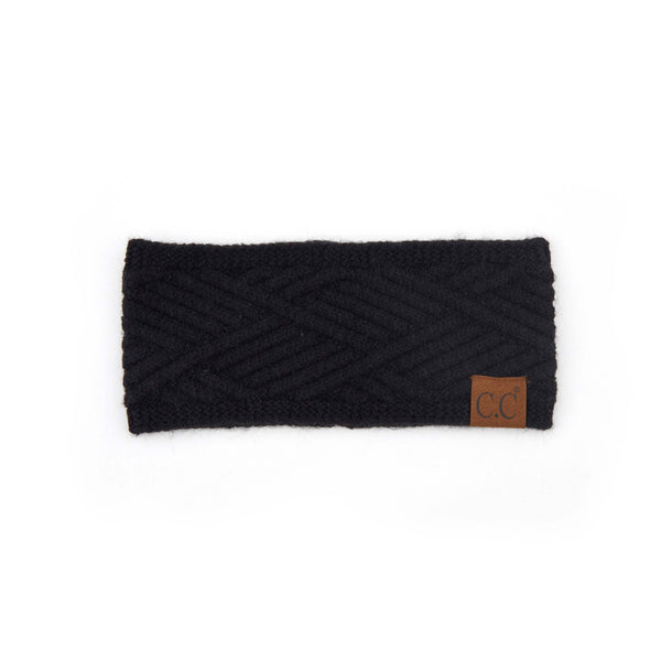 C.C Diagonal Stripe Crisscross Pattern Headwrap: Black
