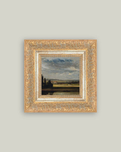 Country Mansion Framed Antique Art: 11x11