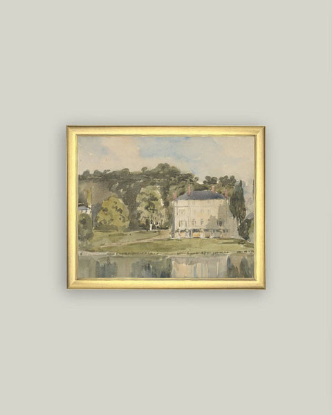 View of Chateau Framed Antique Art: 11x9