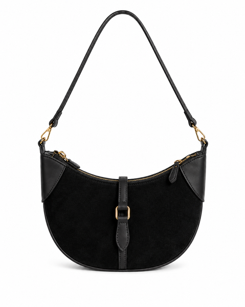 Chelsea Suede Shoulder Bag in Black