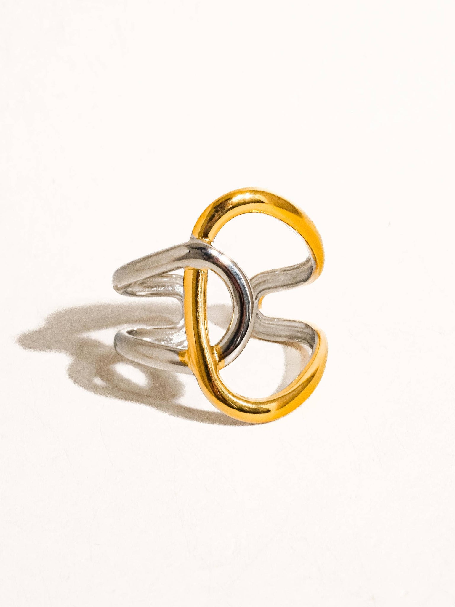 Abstract Two Tone Ring - gold, silver, non-tarnish