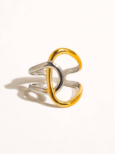 Abstract Two Tone Ring - gold, silver, non-tarnish