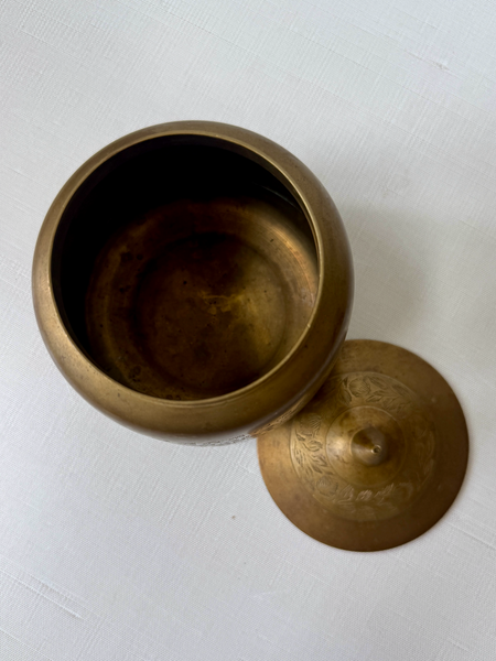 Vintage Brass Etched Lidded Jar (WCA)