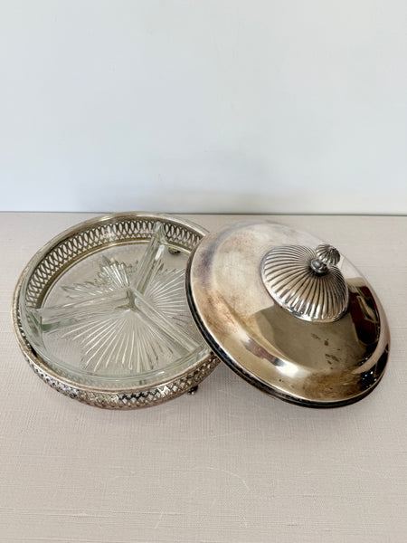 1930s Silver Plated Lidded Relish Tray (SAM)