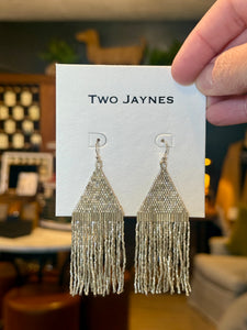Beaded Diamond Fringe Earrings: Platinum