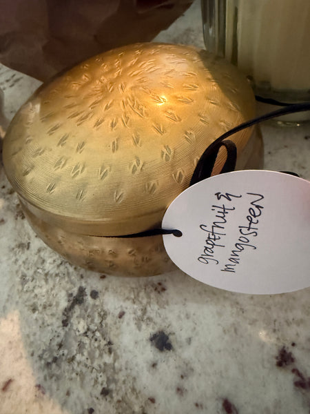 RESERVED Kristina: Hammered Metal Container Candle, Brass Finish