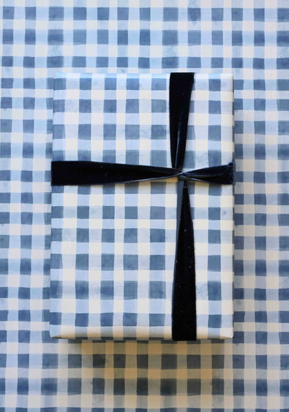 Blue Gingham Gift Wrap : Roll of 3 Sheets