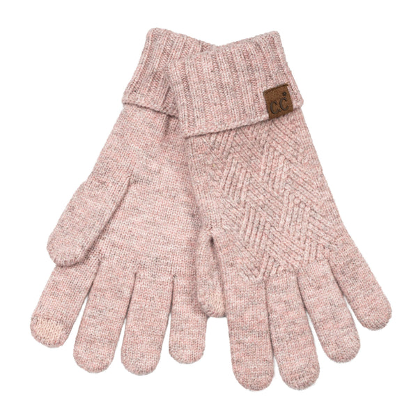 C.C Diagonal Pattern Striped Winter Gloves: Black