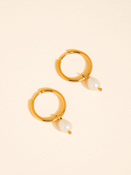 Non-Tarnish Classic Pearl Drop Earrings - Gold