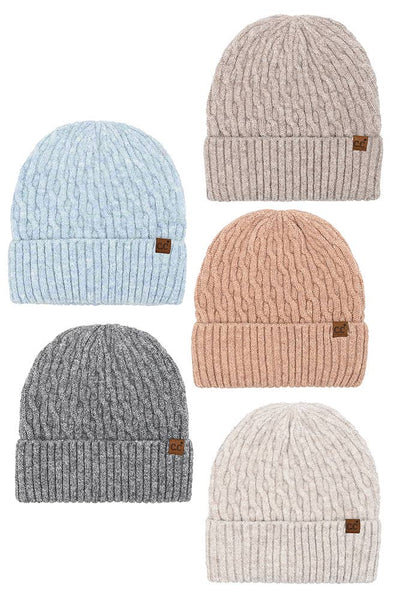 C.C Chain Link Cable Cuff Beanie: Gray