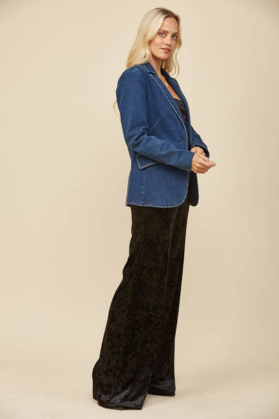Structured Lined Denim Blazer
