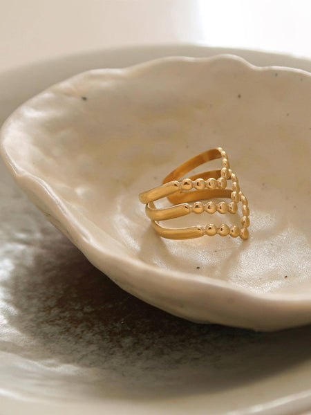 Trilayered Adjustable Ring: Gold