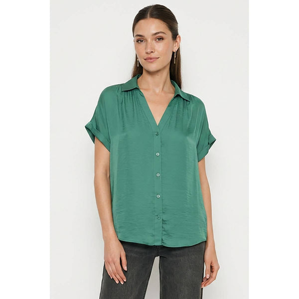 Short Sleeve Blouse: Wine / L
