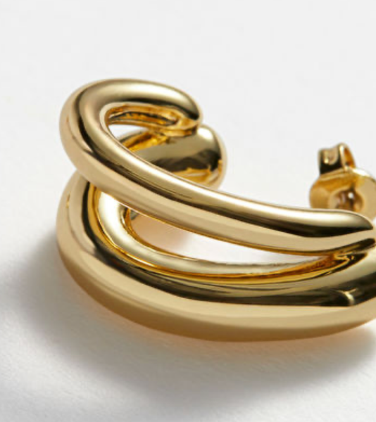 Flow- Double Hoop Earring- Steel Waterproof: Two Tone