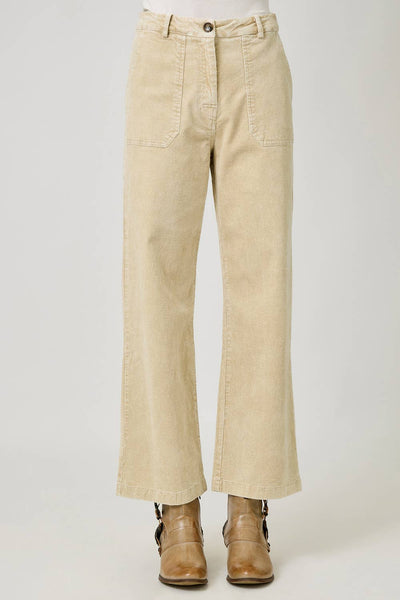 Washed Corduroy Trousers: Almond