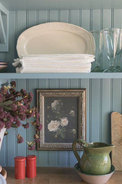 Moody Still Life Rose Framed Antique Art: 8x10