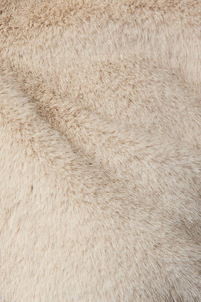 Round Neck Long Sleeve Fur Outerwear: Beige