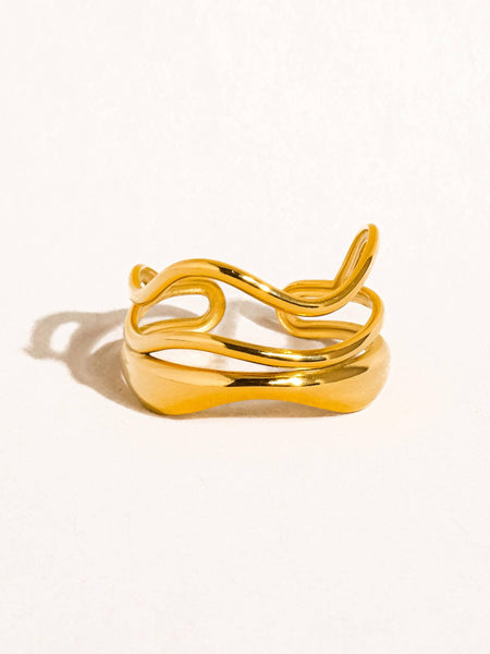 Layered Abstract Ring - gold, non-tarnish, adjustable