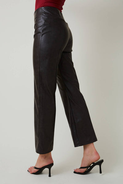 Faded Faux Leather Pants: Charcoal