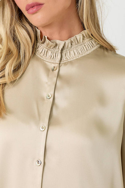 Ruffled Collar Blouse: Sand