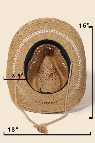 Straw Weave Cowboy Hat - Khaki