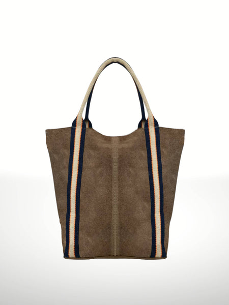 Melody Suede Leather Tote Bag 221890: Dark taupe