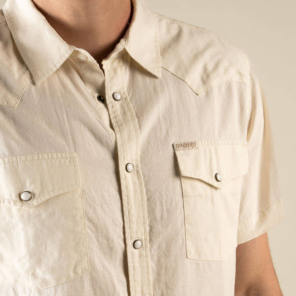 The Wyatt Pearl Snap Short Sleeve Solid Shirt: Antique White / XX-Large