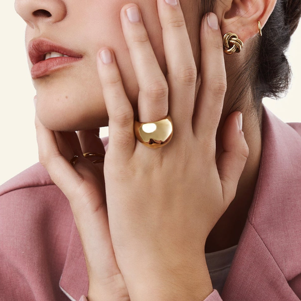 Max Dome Ring- Stainless Steel Waterproof 14K: Yellow Gold / 8