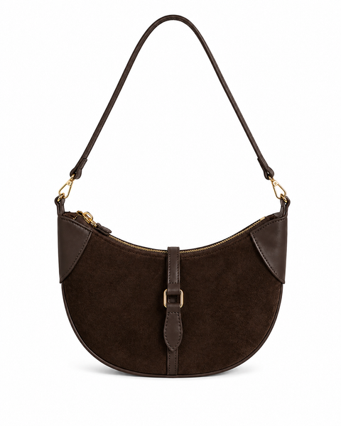 Chelsea Suede Shoulder Bag in Brown