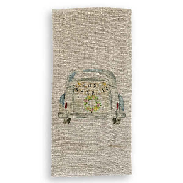 Just Married Car Tea Towel