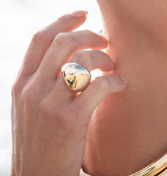 Max Dome Ring- Stainless Steel Waterproof 14K: Yellow Gold / 8