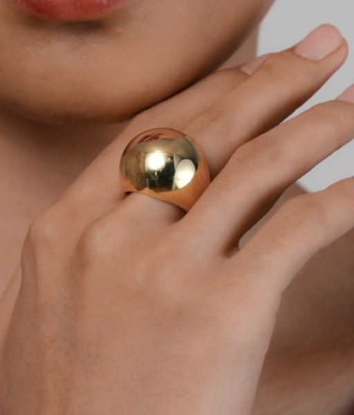 Max Dome Ring- Stainless Steel Waterproof 14K: Silver / 8