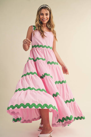 Ric Rac Midi Dress - Pink