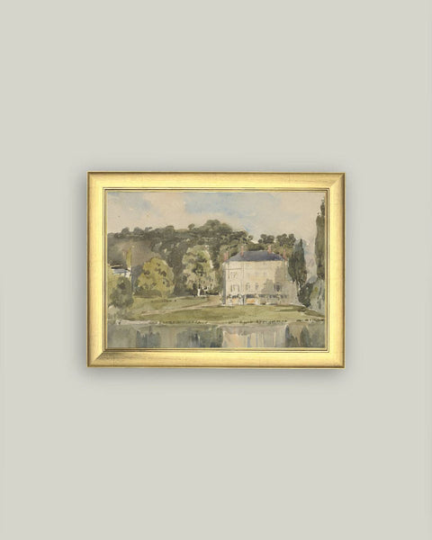 View of Chateau Framed Antique Art: 11x9