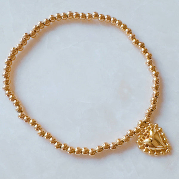 Golden Ball Single Charm Stretch Bracelet: Magic Key