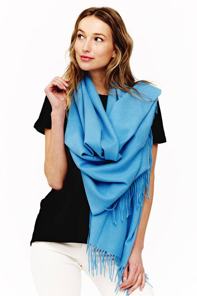 Soft Cashmere Solid Color Fringes Scarf: Heather Beige
