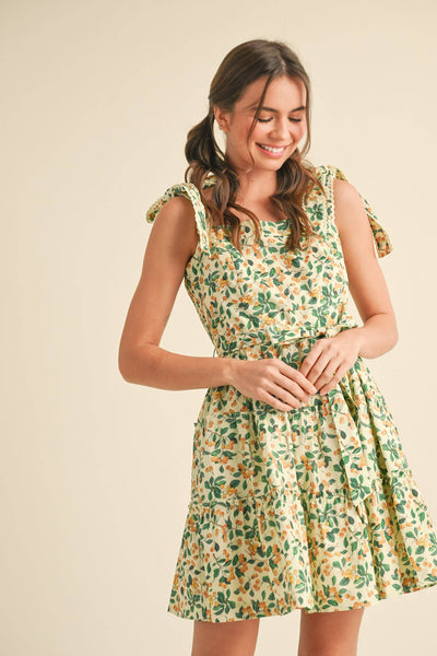 Tiered Mini Dress: Yellow