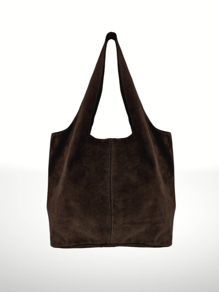 Giannina 221024 Suede Leather Shoulder Bag: Taupe