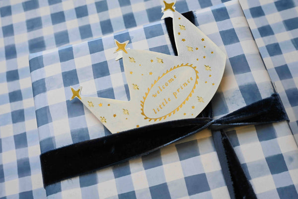 Blue Gingham Gift Wrap : Roll of 3 Sheets