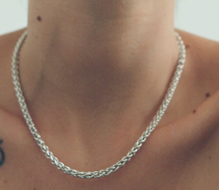 Rope Spiga Necklace Stainless Steel  14K Gold. Waterproof: Silver
