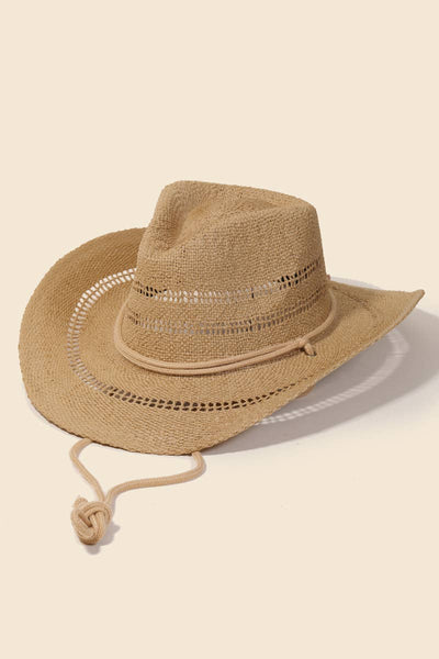 Straw Weave Cowboy Hat - Khaki