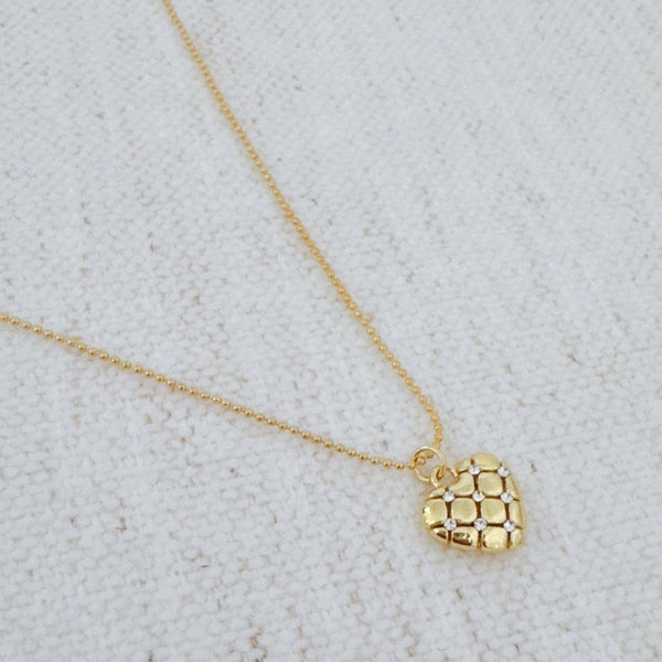 Quilted Luxe Heart Charm Necklace