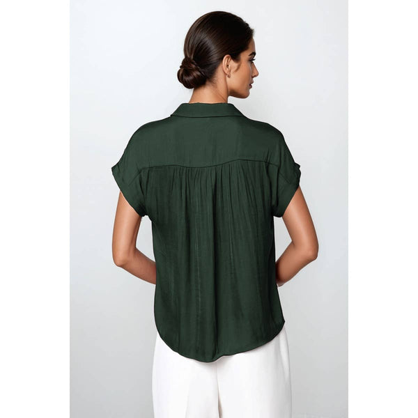 Short Sleeve Blouse: Navy / L