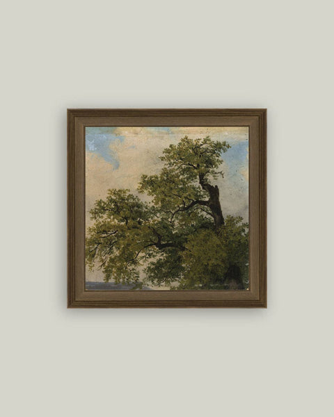 Painted Trees Framed Antique Art: 9x9
