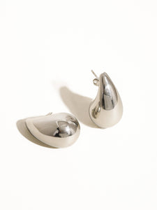 Colette 18K Gold Non-Tarnish Large Huggie Droplet Earring: Silver