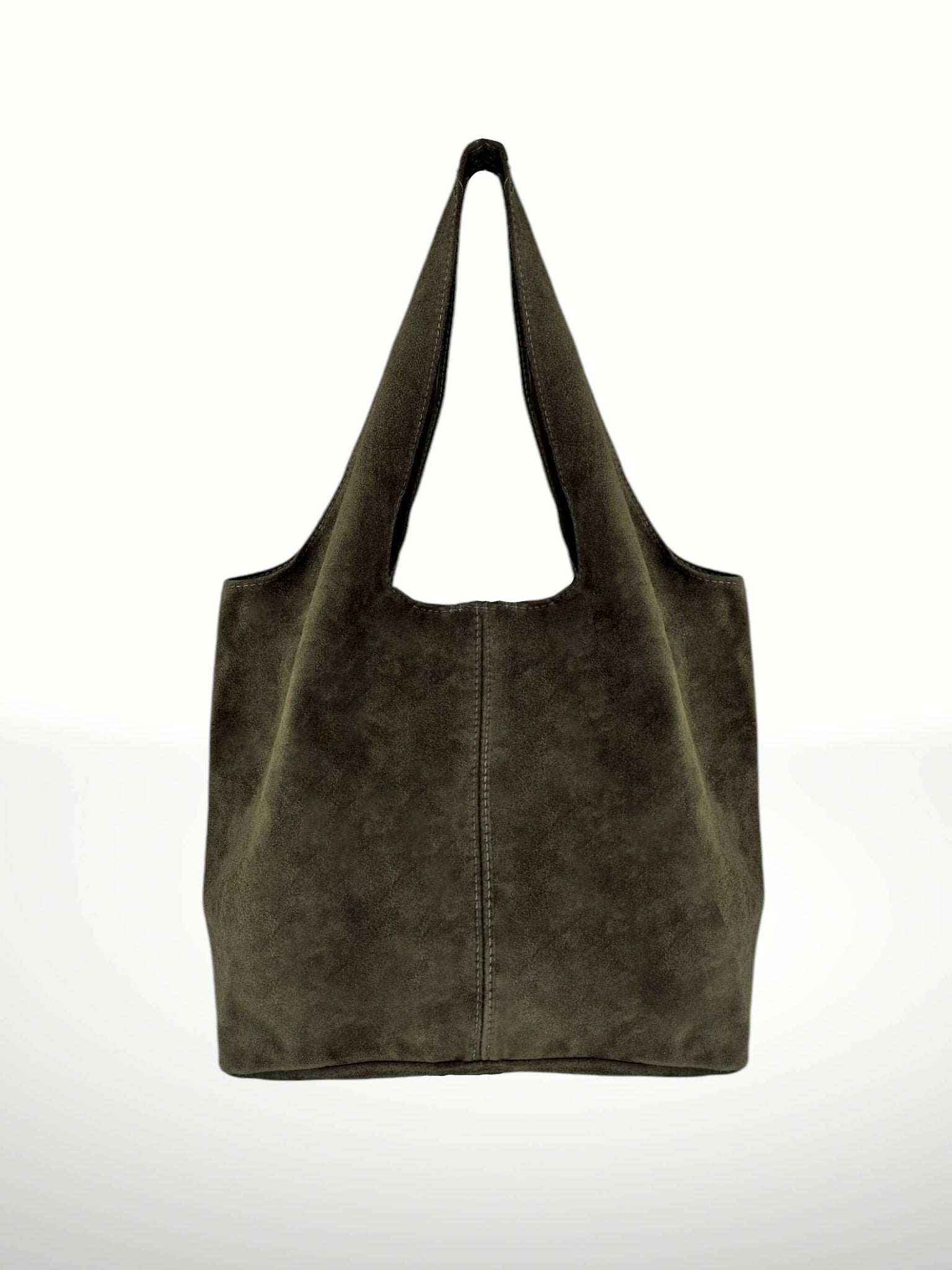 Giannina 221024 Suede Leather Shoulder Bag: Military green