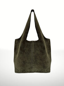 Giannina 221024 Suede Leather Shoulder Bag: Military green